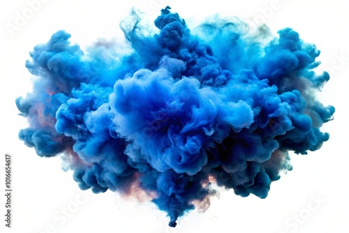 A blue smoke explosion border isolated on transparent background