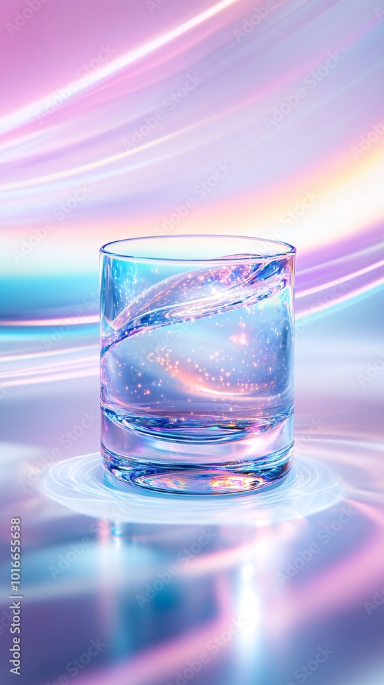 Vibrant Transparent Glass Vessel with Ethereal Liquid Displaying Enchanting Luminescence Vibrant Transparent Glass Vessel with Ethereal Liquid Displaying Enchanting Luminescence