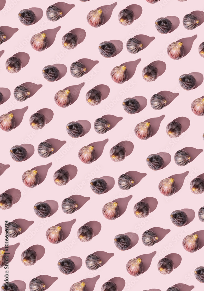 Seamless Pattern of Halved Fresh Figs on Light Pink Background Seamless Pattern of Halved Fresh Figs on Light Pink Background