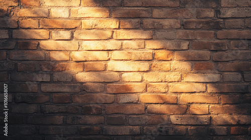 Warm Light Illuminates Brick Wall Texture