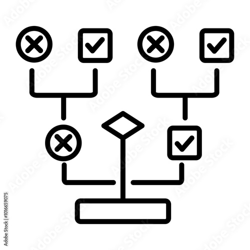A linear icon of a decision tree, 