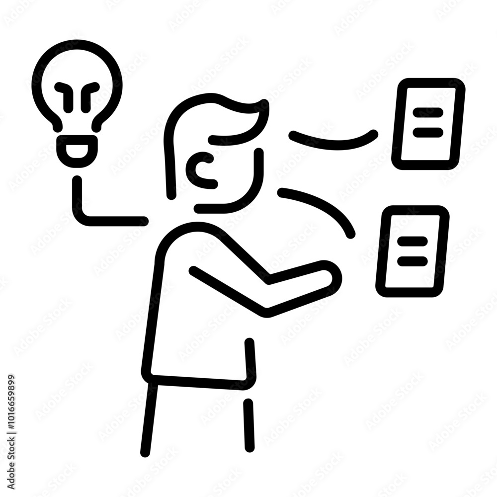 A character based critical thinking icon in line style A character based critical thinking icon in line style