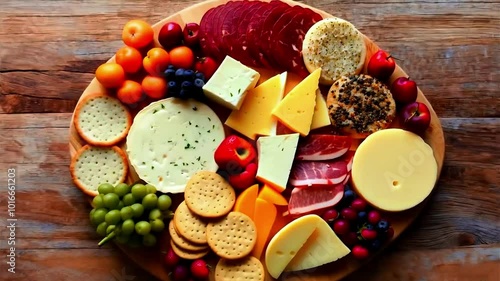 Charcuterie Board with Cheese, Meat and Fruits