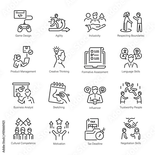 Bundle of Linear Style Talent Icons 