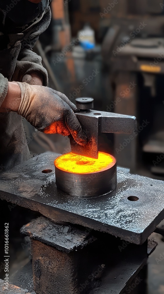 A skilled artisan shaping vibrant molten metal in a workshop, showcasing the intense process of metalworking and craftsmanship. A skilled artisan shaping vibrant molten metal in a workshop, showcasing the intense process of metalworking and craftsmanship.
