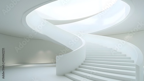 Minimalist Spiral Staircase in Clean and Modern Architectural Interior