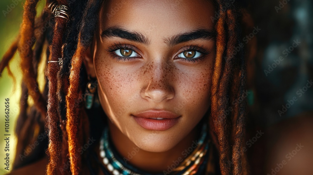 Woman with dreadlocks close-up Woman with dreadlocks close-up