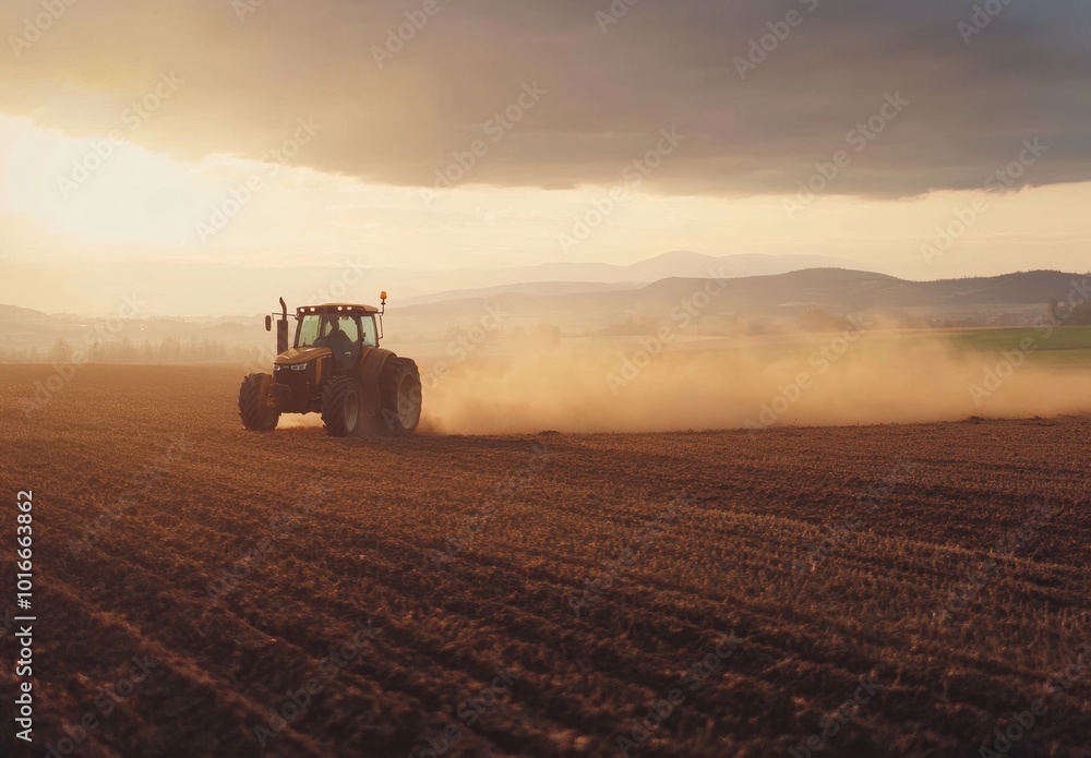 Fototapeta premium Tractor in Field.