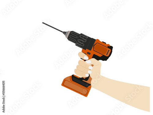 Electric drill on a white background.