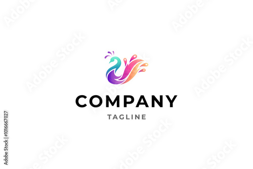 beautiful peacock vector logo design colorful gradient