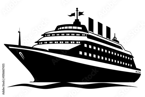 Cruise Ship Silhouette vector illustration