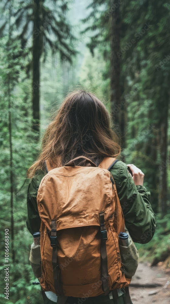 A traveler explores a serene forest, surrounded by tall trees and natural beauty. Perfect for adventure and nature-themed projects. A traveler explores a serene forest, surrounded by tall trees and natural beauty. Perfect for adventure and nature-themed projects.