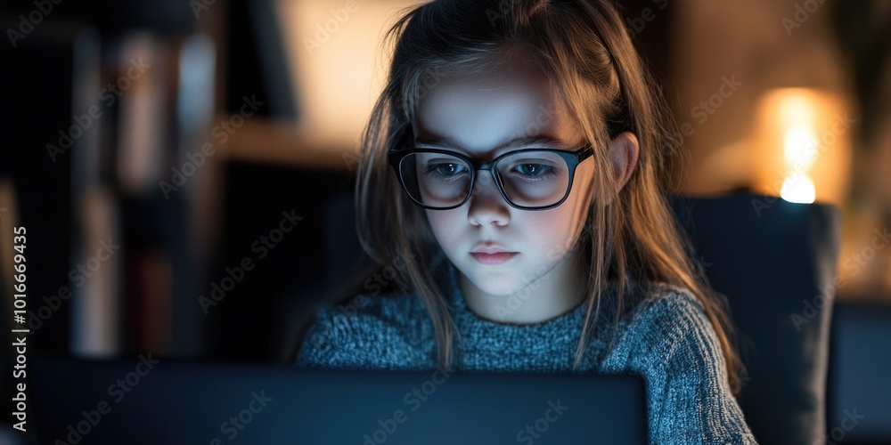 Girl with glasses using laptop Girl with glasses using laptop