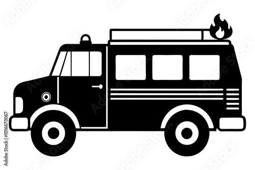 Fire Truck Silhouette vector illustration