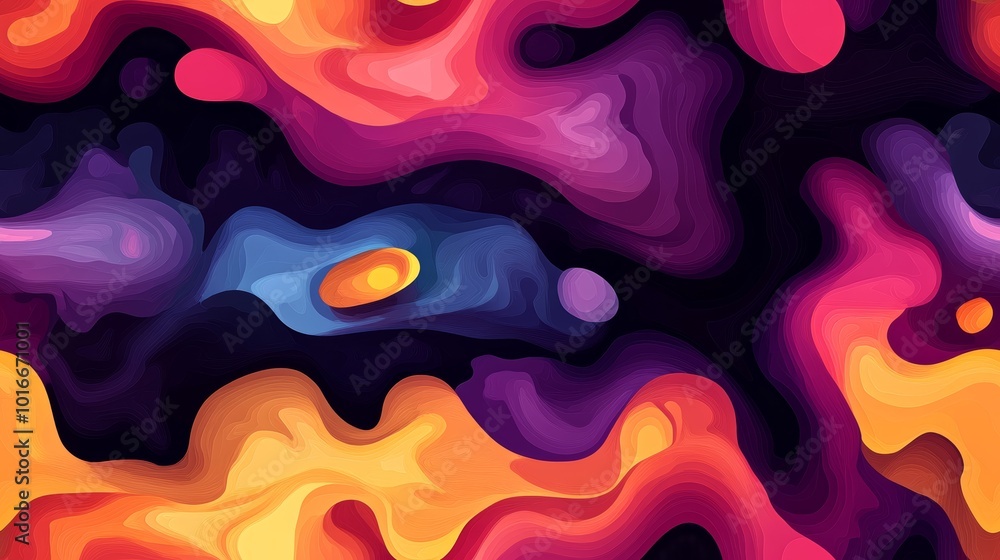 Abstract Seamless Background with Vibrant Fluid Shapes in Bold Colors for Modern Design Projects Abstract Seamless Background with Vibrant Fluid Shapes in Bold Colors for Modern Design Projects