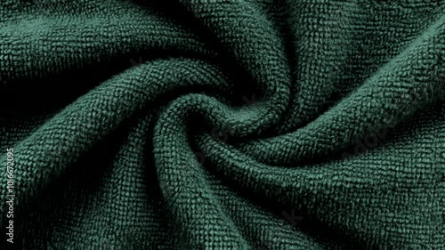 dark green towel texture slow motion.  slow moving towel background. Green background 