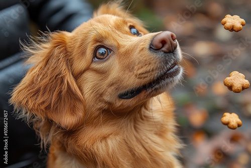 A playful puppy learning how to sit on command,