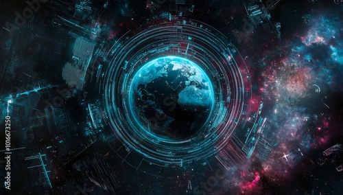 Using Virtual Graphic Touch Interfaces to Revolutionize the Driving Experience. Abstract menu frame background for automotive HUD.