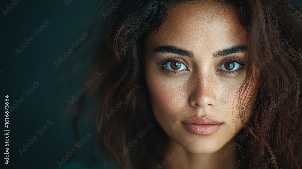 An intense gaze from a naturally beautiful woman is captured up-close, highlighting her striking features and evoking a sense of depth and emotional connection. An intense gaze from a naturally beautiful woman is captured up-close, highlighting her striking features and evoking a sense of depth and emotional connection.