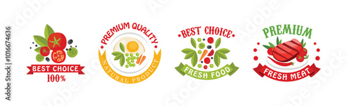 Fresh Product and Natural Food Badge Vector Set