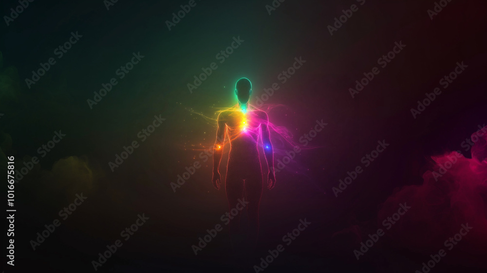 Fototapeta premium Human body with glowing aura.