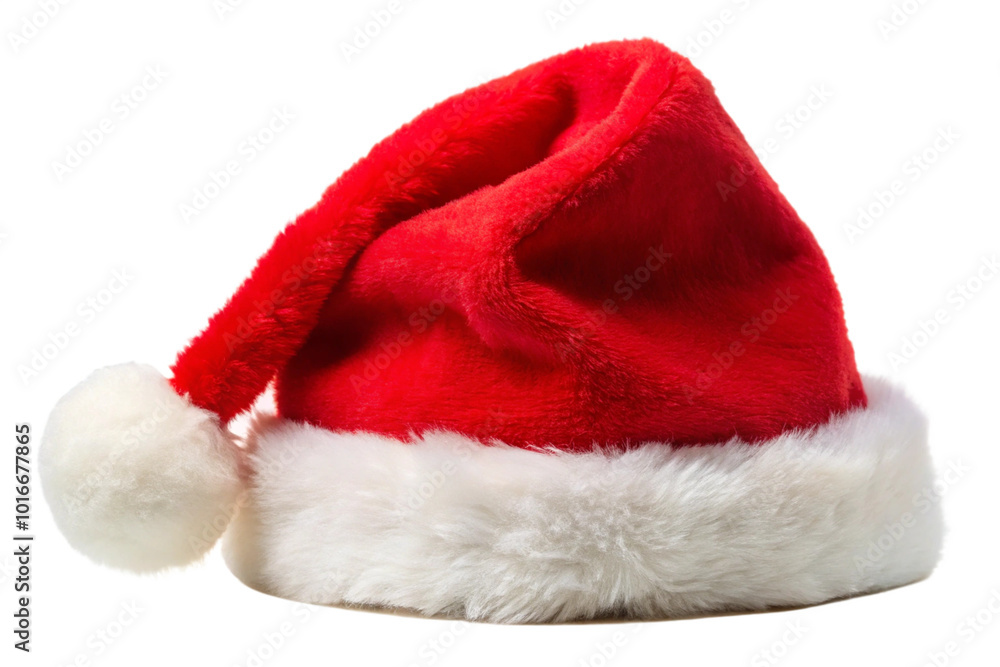 Real photo of a red Christmas Santa Claus hat with a white pompom png Real photo of a red Christmas Santa Claus hat with a white pompom png