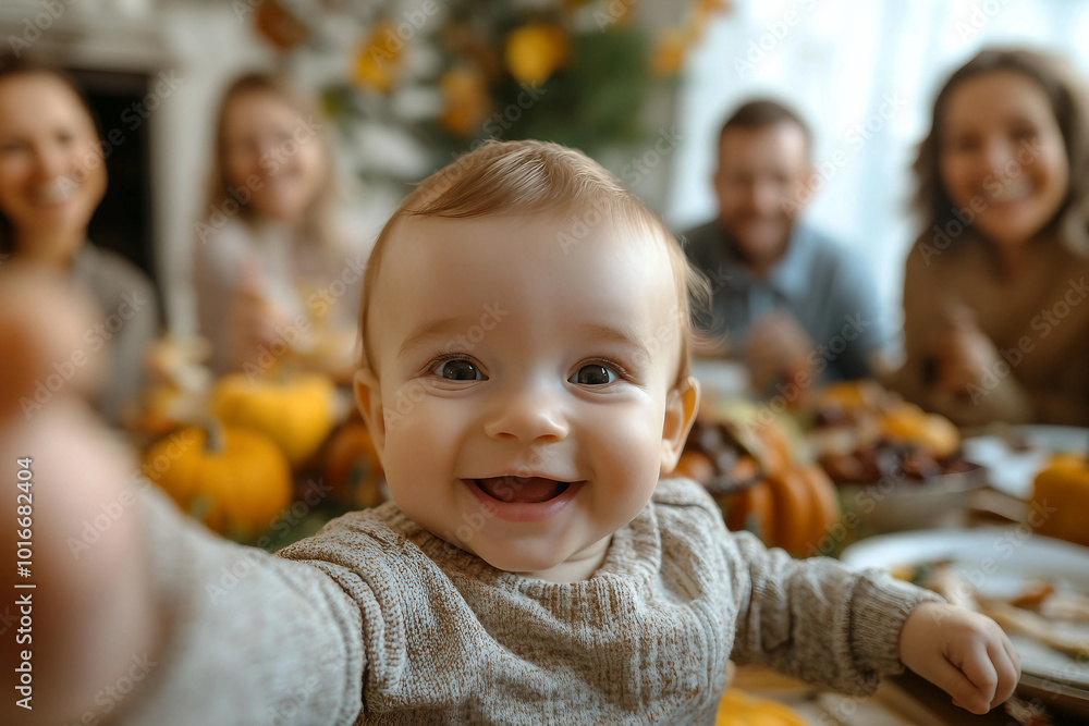 Happy bug full family celebrating thanksgiving together having best bonding time, Generative AI Happy bug full family celebrating thanksgiving together having best bonding time, Generative AI