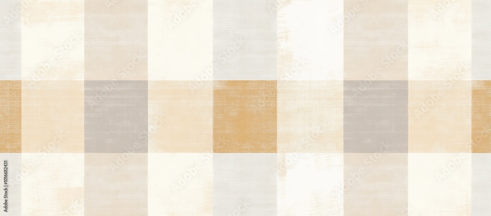 Gingham seamless pattern. Beige and white vichy background texture. Checkered tweed plaid repeating wallpaper. Natural nude fabric and textile swatch. Modern backdrop. Gingham seamless pattern. Beige and white vichy background texture. Checkered tweed plaid repeating wallpaper. Natural nude fabric and textile swatch. Modern backdrop.