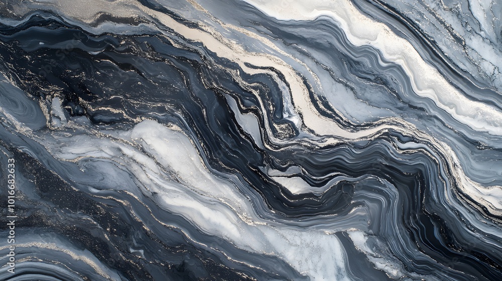 Liquid Metal Abstract with Reflective Waves Liquid Metal Abstract with Reflective Waves