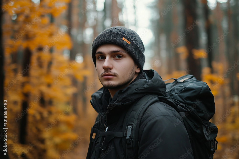 Generative AI illustration of traveler enjoy weekend trip in autumn Generative AI illustration of traveler enjoy weekend trip in autumn