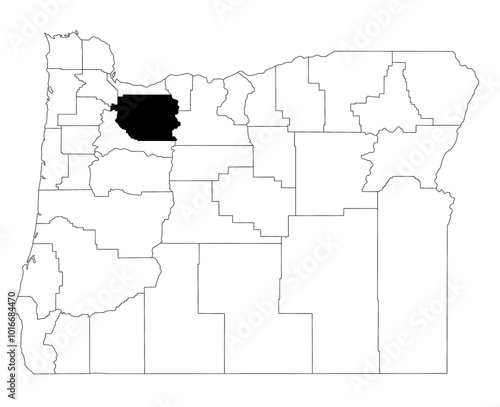 Map of Clackamas County in Oregon state on white background. single County map highlighted by black colour on Oregon map. UNITED STATES, US photo