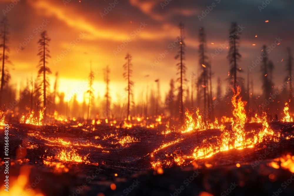 Wildfire Ravages Forest Under Extreme Weather Wildfire Ravages Forest Under Extreme Weather