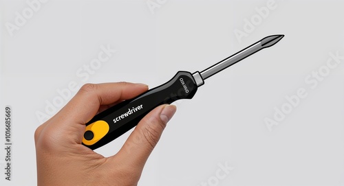 Hand drawing clipart of a screwdriver with crosshead on plain white background