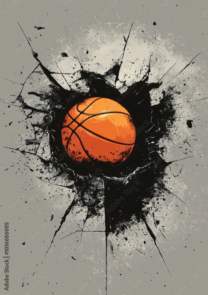 Basketball Breaks Wall. Basketball Breaks Wall.