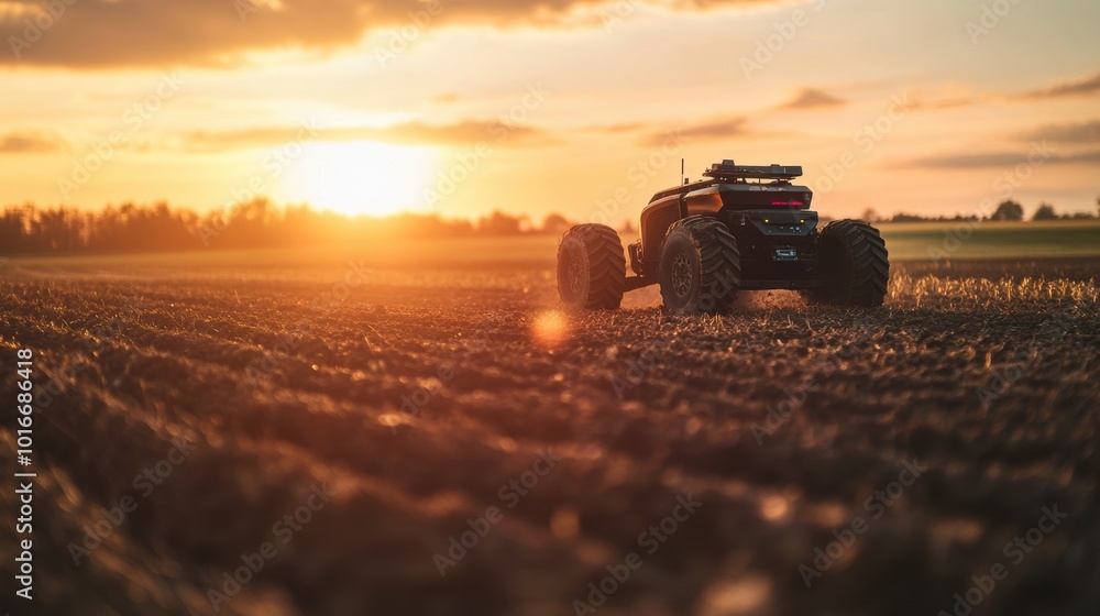 Fototapeta premium Robot Farming Sunset.