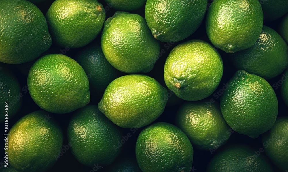 A close-up of a pile of limes. A close-up of a pile of limes.