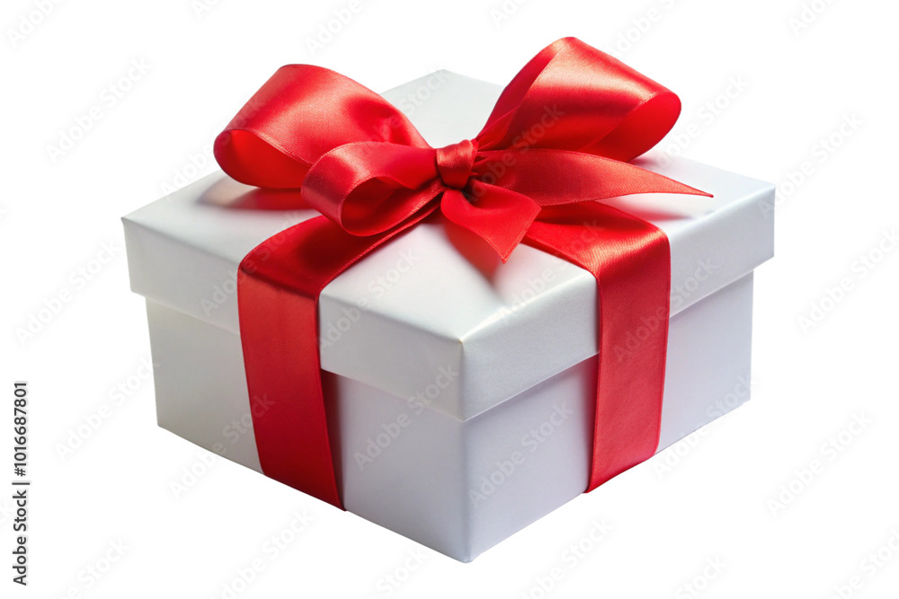 White gift box with red bow png White gift box with red bow png