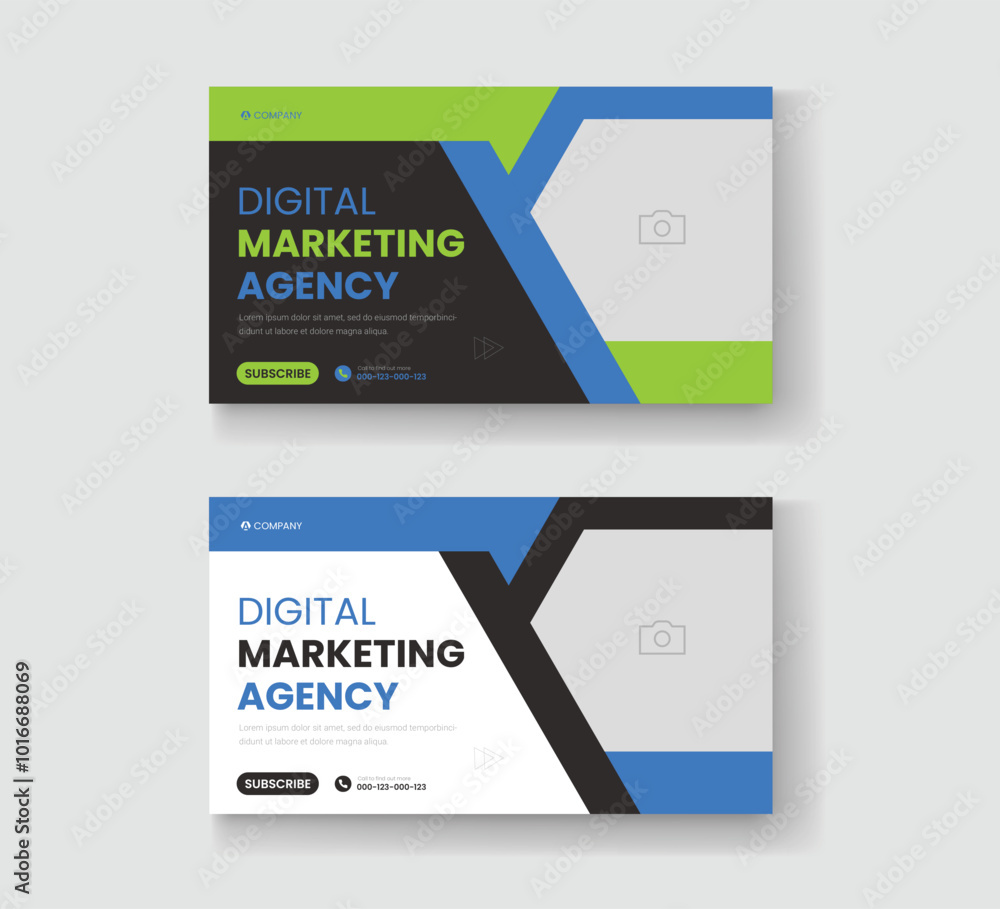 Naklejka premium Corporate business and digital marketing youtube thumbnail or web banner template