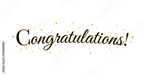 Congratulations Banner With Golden Confetti And Star. Vector Illustration