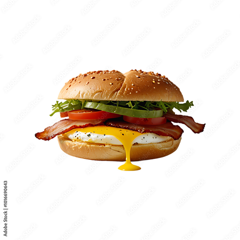 Close up bacon egg sandwich on a transparent background. Ai generative Close up bacon egg sandwich on a transparent background. Ai generative
