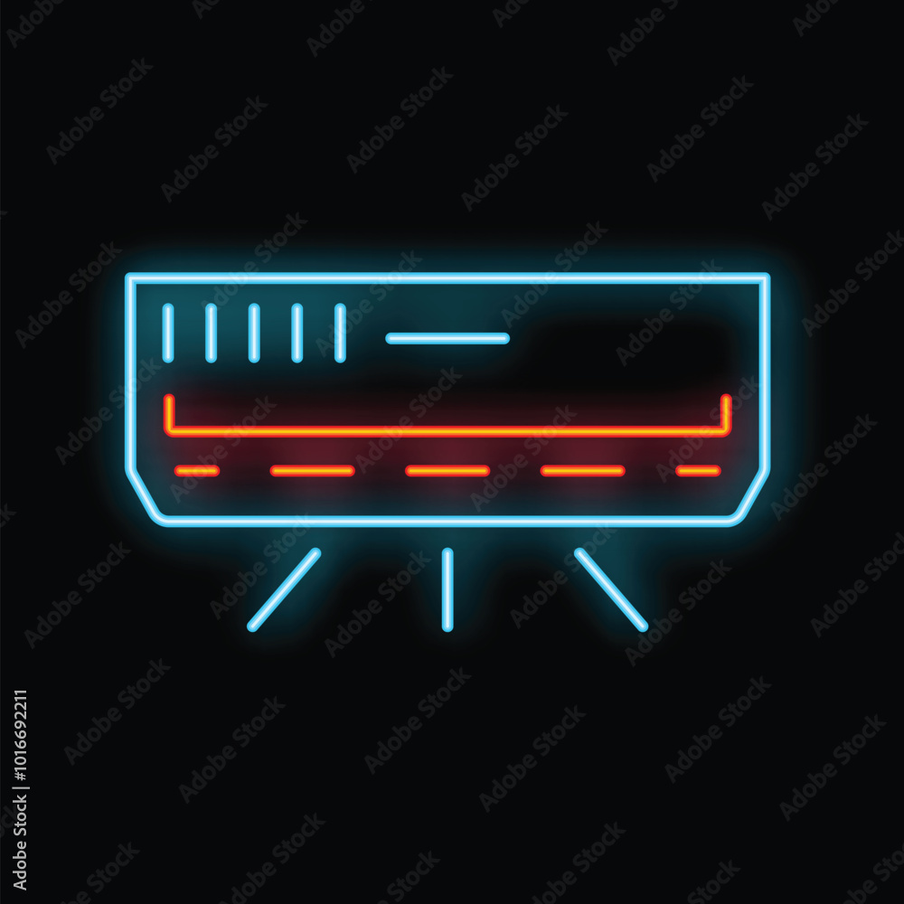 Glowing neon line air conditioner icon isolated on black background. Vector illustration Glowing neon line air conditioner icon isolated on black background. Vector illustration
