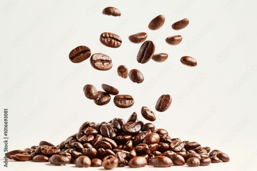 Obraz premium Coffee beans food white background freshness.