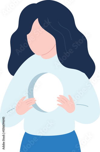 心に穴が空いている、喪失感を抱える女性のイラスト