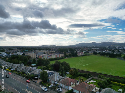 High Angle View of Central Edinburgh City of Scotland United Kingdom During Partly Cloudy Day of August 29th, 2024 photo