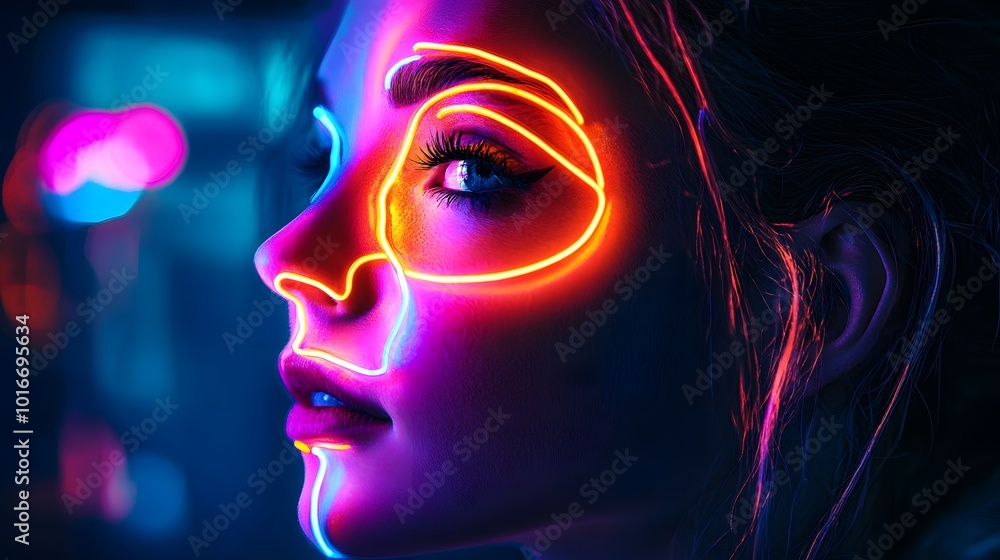 a person with bright neon colors and geometric shapes a person with bright neon colors and geometric shapes