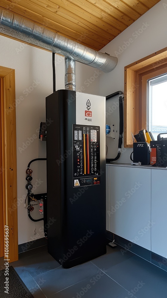 Modern heating system installed in a contemporary home, featuring sleek design and efficient technology for optimal warmth. Modern heating system installed in a contemporary home, featuring sleek design and efficient technology for optimal warmth.