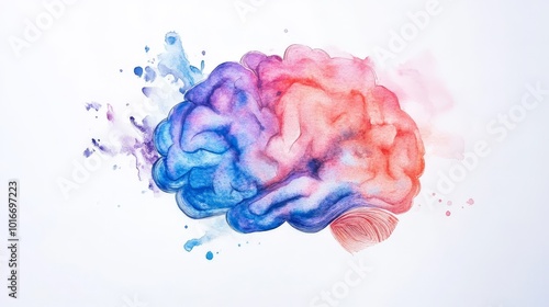 watercolor brain illustration beautiful abstract brain