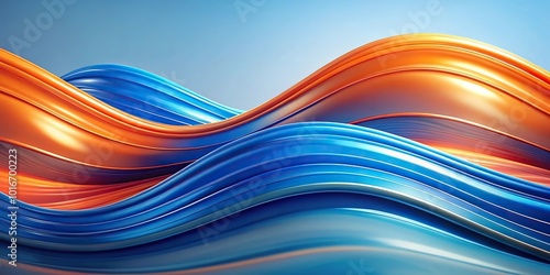 Abstract blue and orange waves background viewed from high angle