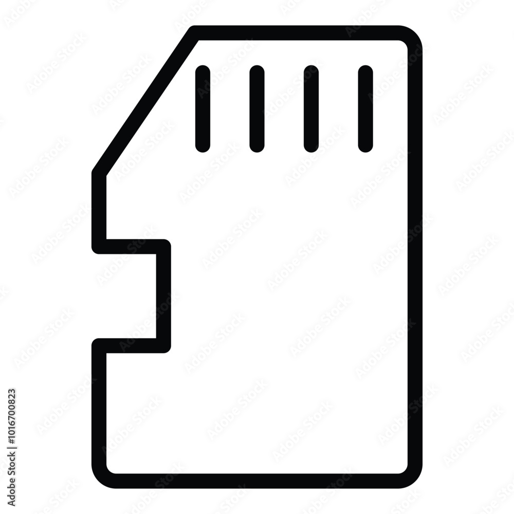 SD Card Simple Icon Outline Style, Editable Stroke Icon. SD Card Simple Icon Outline Style, Editable Stroke Icon.
