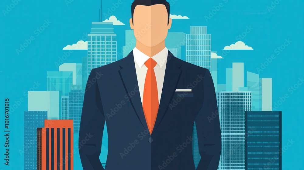 Professional man in a suit stands confidently against a vibrant city skyline, showcasing a blend of modern business and urban life. Professional man in a suit stands confidently against a vibrant city skyline, showcasing a blend of modern business and urban life.